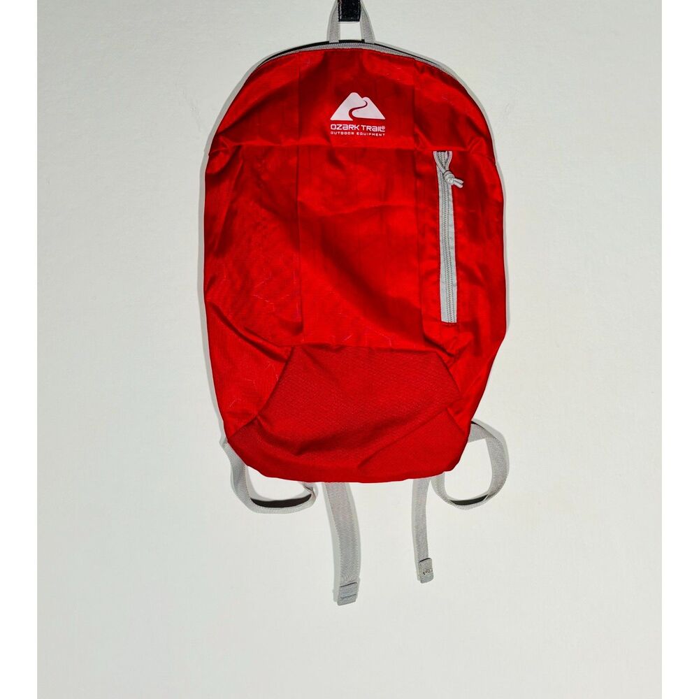 Ozark Trail Lightweight Packable Backpack Red Gray Travel Hiking Daypack 14L
